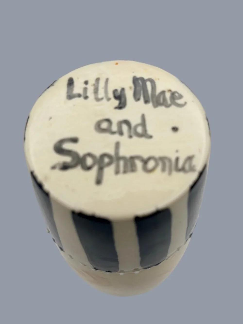 Signed Lily Mae & Sophronia Hand-Painted Ceramic Vase 10” Tall Folk Art Pottery
